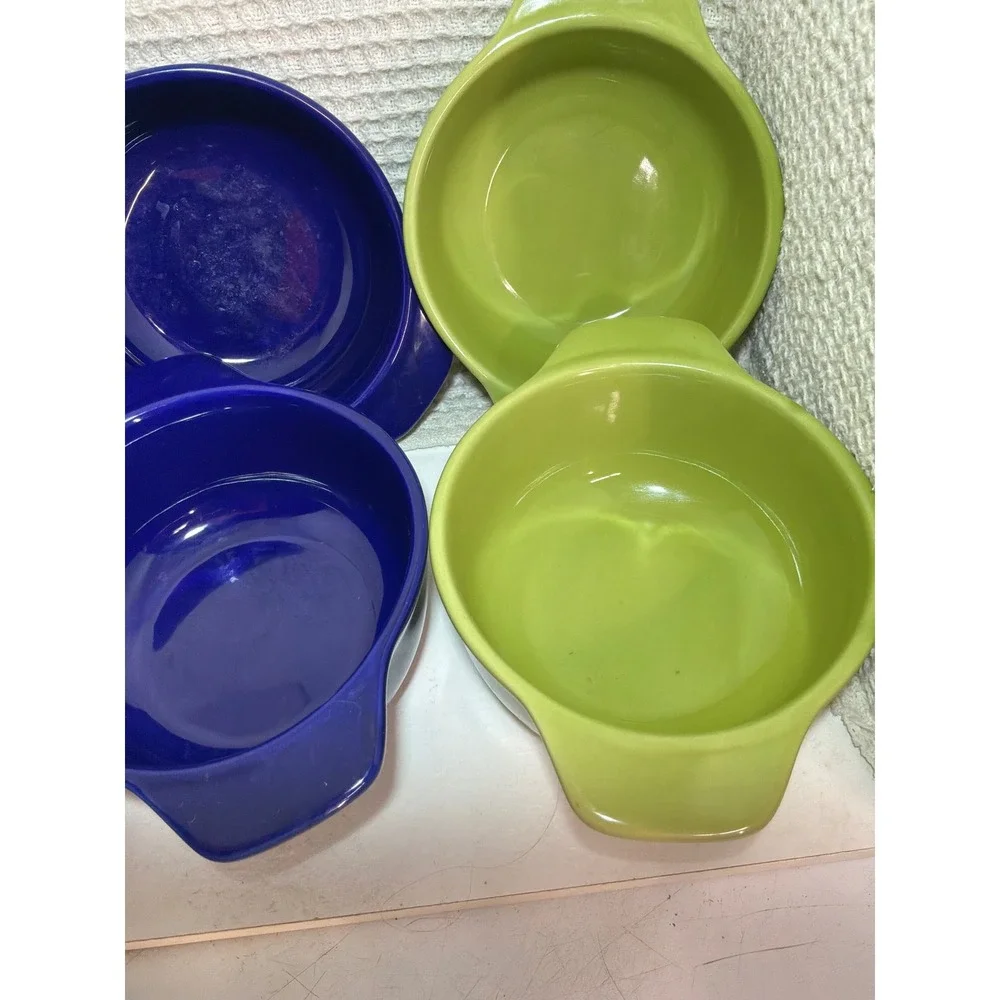 MCM Unisex Chantal Ceramic Handled Ramekin Bowls 5.25in Red Blue Green Set of 6